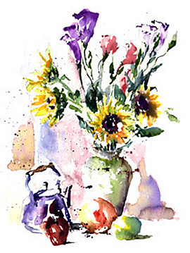Lisianthis and Sunflowers
